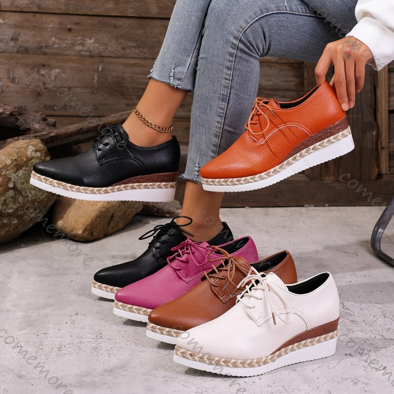 Oxford Lace Up Women - Sapatos Oxford de Couro com Cadarço