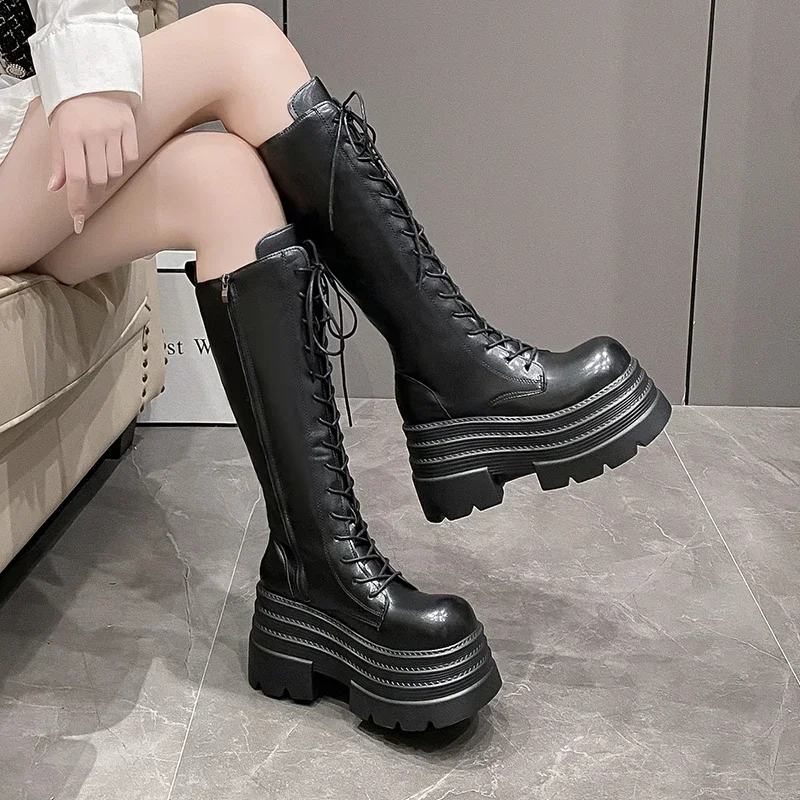 10cm novas botas longas romana - Knee High Boots Women avaliação e preço